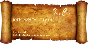 Kádár Cirill névjegykártya
